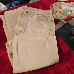 Light colored wrangler blue jeans